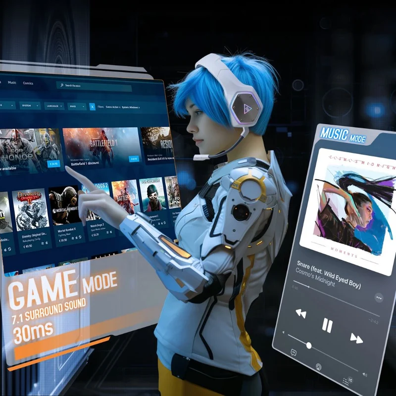 Casque PS5 Sans Fil Eksa – Son Surround 7.1 et Confort Ergonomique