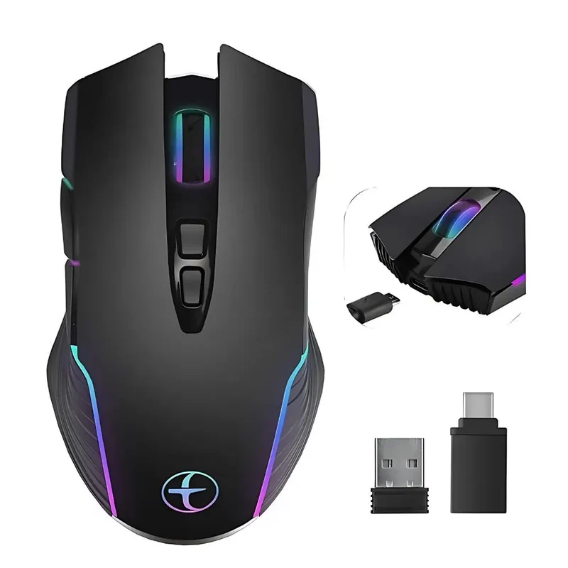Souris Gamer Sans-fil RGB Silencieuse - Mode Jiggler