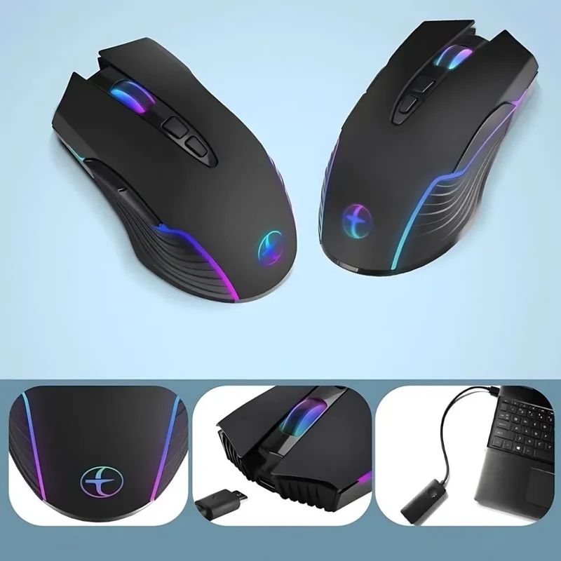 Souris Gamer Sans-fil RGB Silencieuse - Mode Jiggler