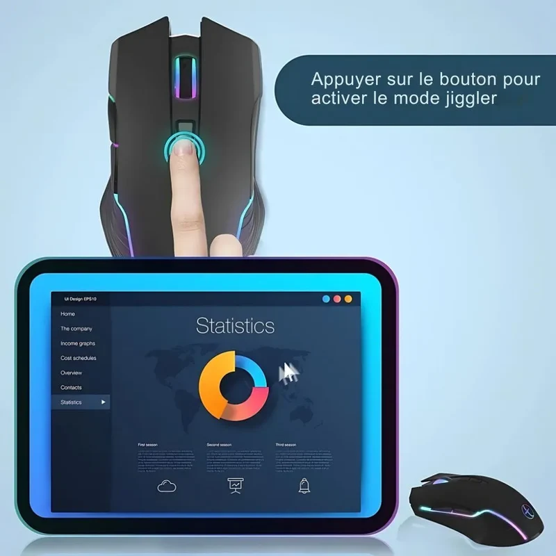Souris Gamer Sans-fil RGB Silencieuse - Mode Jiggler