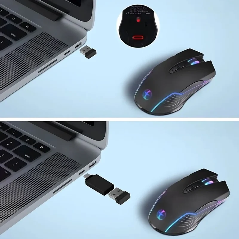 Souris Gamer Sans-fil RGB Silencieuse - Mode Jiggler