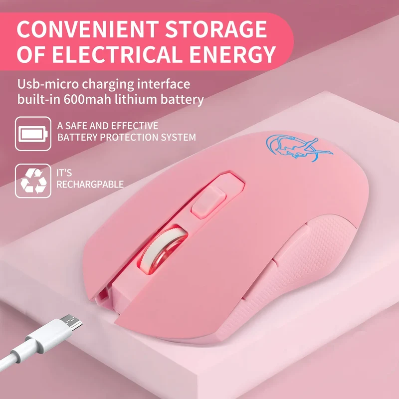 Souris Gaming Rose Sans-fil