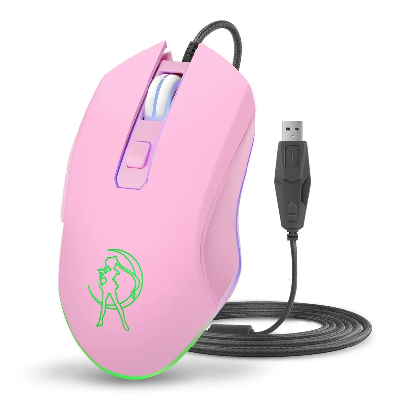 Souris Gaming Rose Filaire