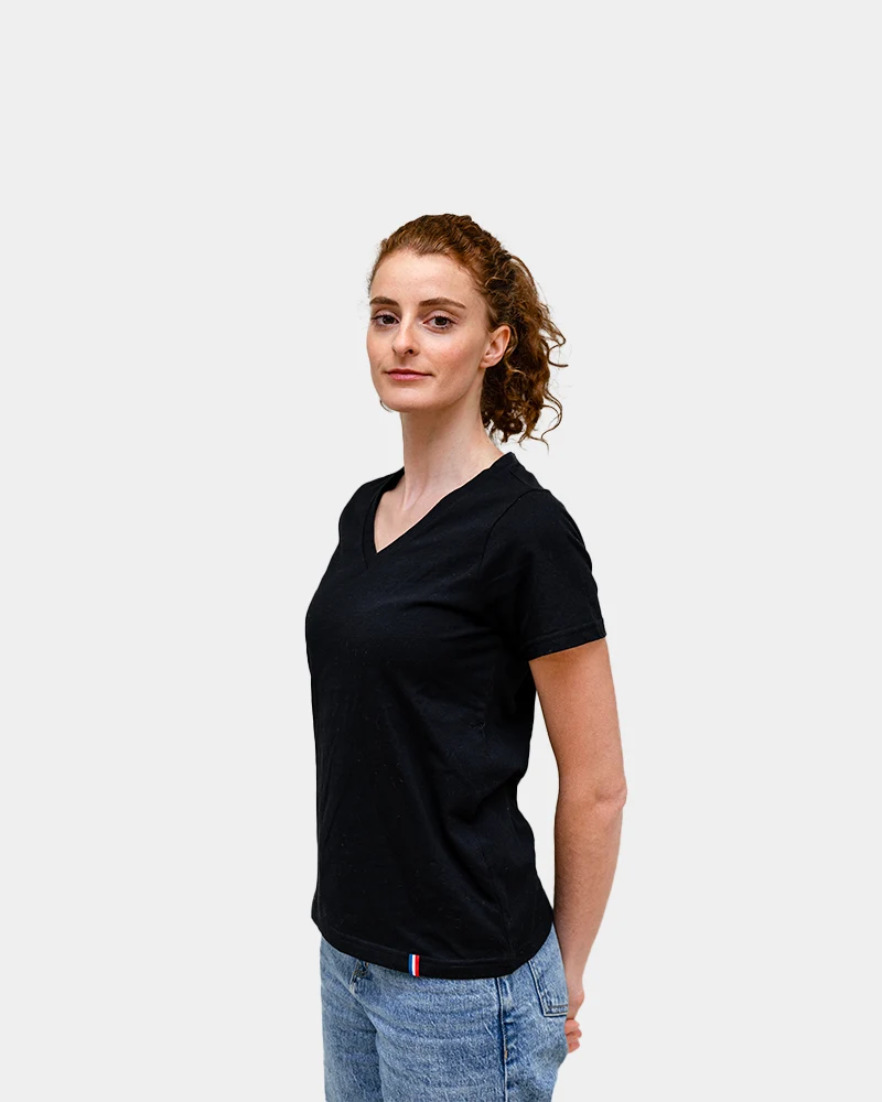 T-shirt femme col V Made in France à personnaliser