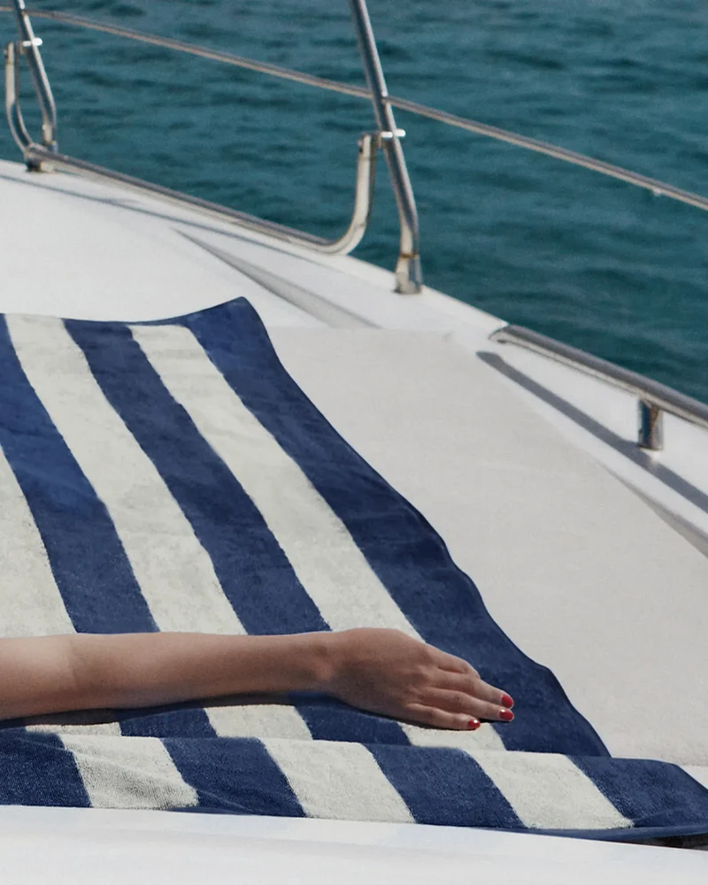 Serviette de plage XXL 170x170 Rayures Riviera à personnaliser