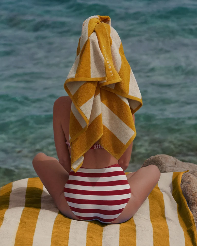 Serviette de plage XXL 170x170 Rayures Riviera à personnaliser