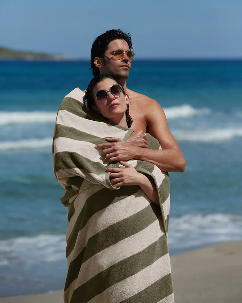 Serviette de plage XXL 170x170 Rayures Riviera à personnaliser