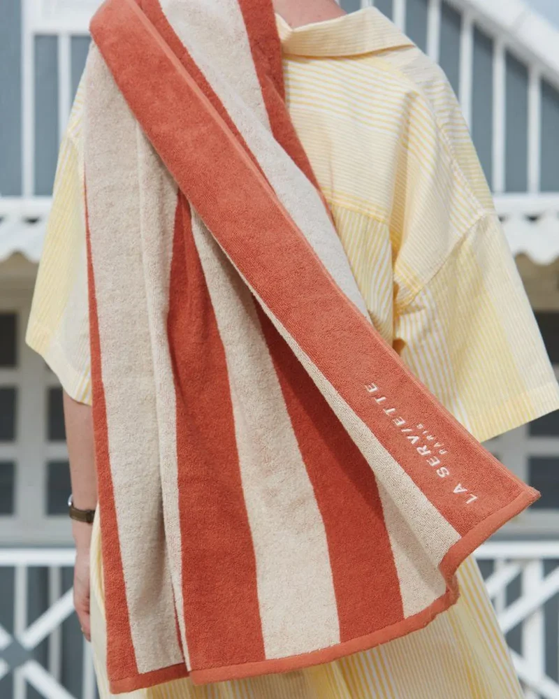 Serviette de plage 90x170 Rayures Riviera La Serviette Paris à personnaliser