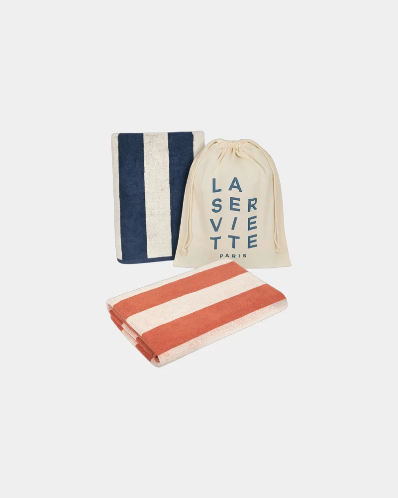 Serviette de plage 90x170 Rayures Riviera La Serviette Paris à personnaliser