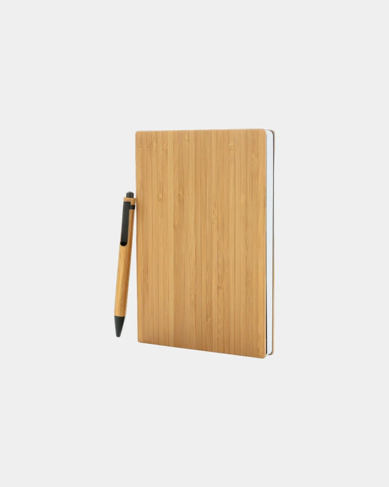 Carnet de notes A5 en bambou avec stylo à personnaliser