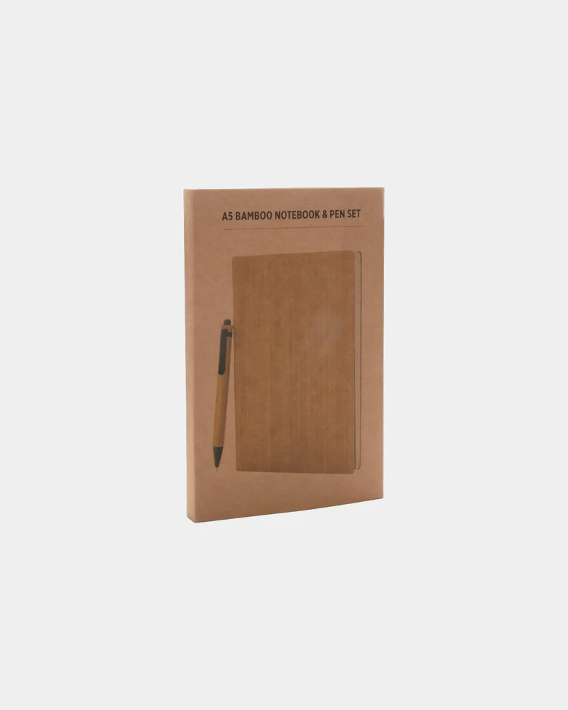 Carnet de notes A5 en bambou avec stylo à personnaliser