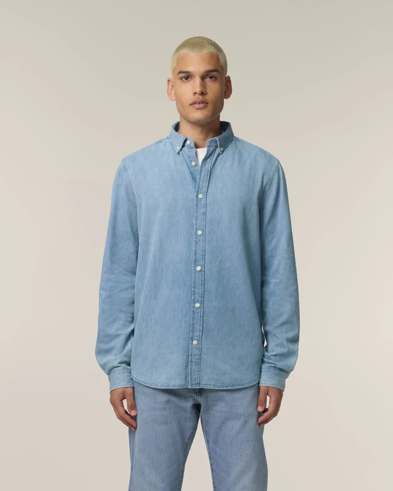 Chemise en jean coton bio Stanley/Stella à personnaliser
