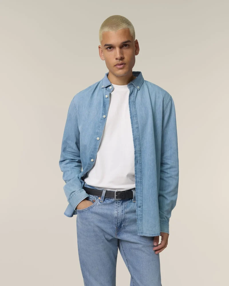Chemise en jean coton bio Stanley/Stella à personnaliser