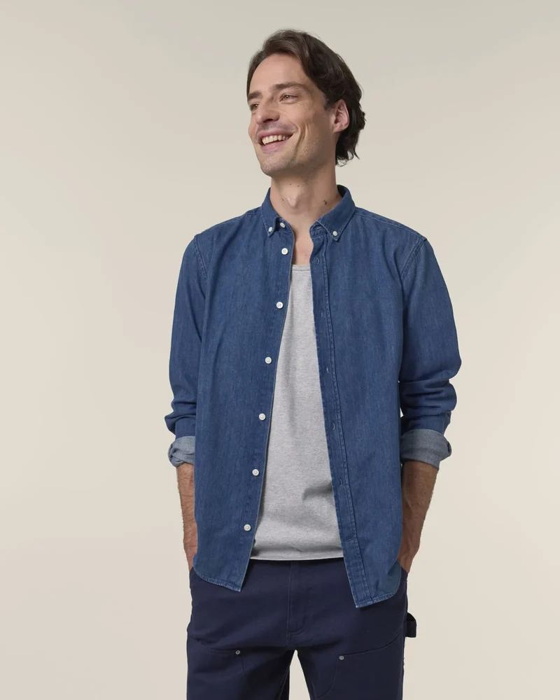 Chemise en jean coton bio Stanley/Stella à personnaliser