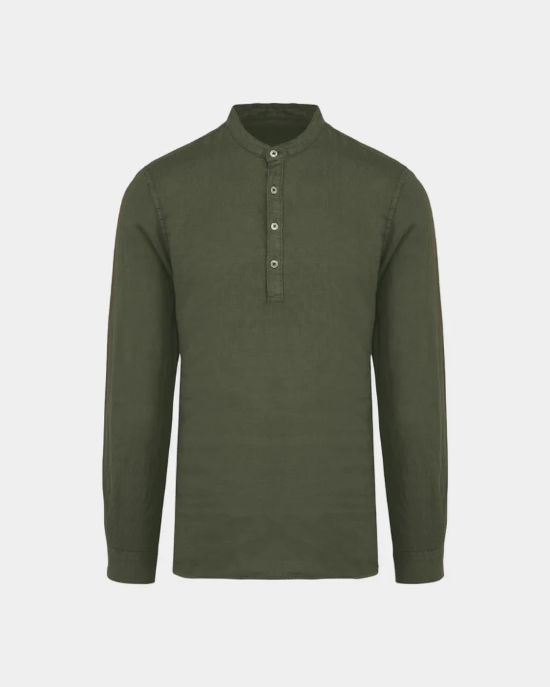 Chemise à col Mao délavée homme à personnaliser
