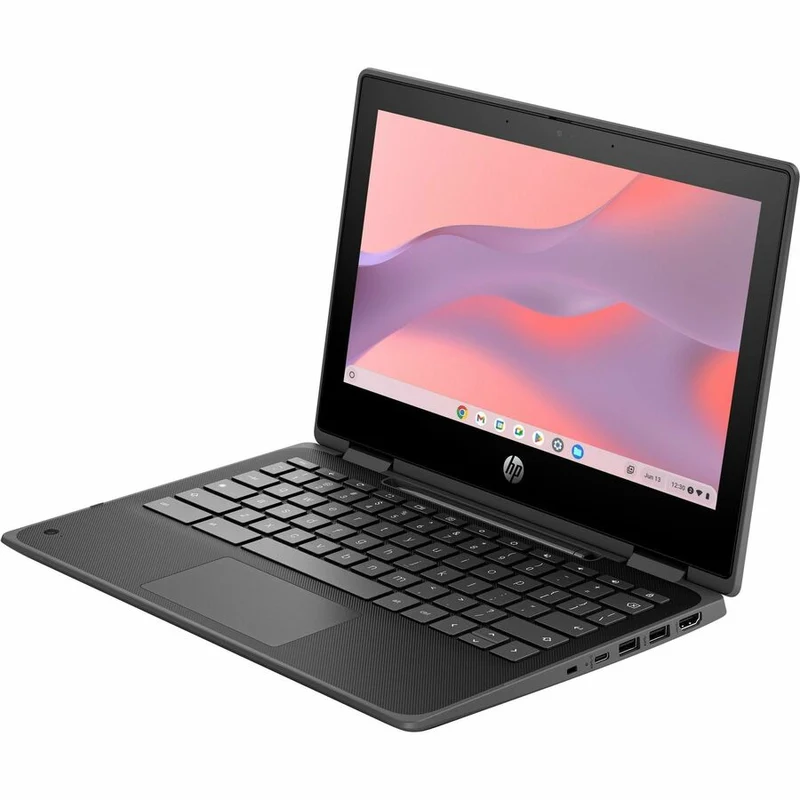 Chromebook convertible 2 en 1 robuste HP Fortis Flip G1i 11.6" avec écran tactile - HD - Intel N150 série N - 8 Go - 64 Go de mémoire flash - Clavier anglais et français - Noir de jais - Smart Buy B69PWUT#ABL