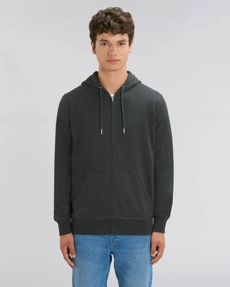 Sweat zippé unisexe personnalisable en coton bio