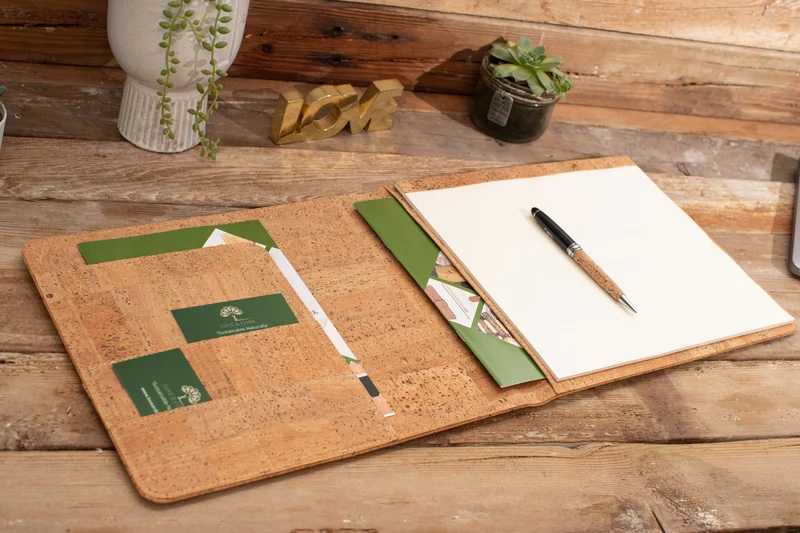 Landscape Cork Padfolio | Horizontal Portfolio with Notepad | Personalized