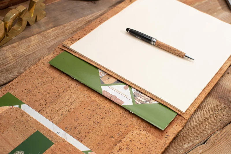 Landscape Cork Padfolio | Horizontal Portfolio with Notepad | Personalized