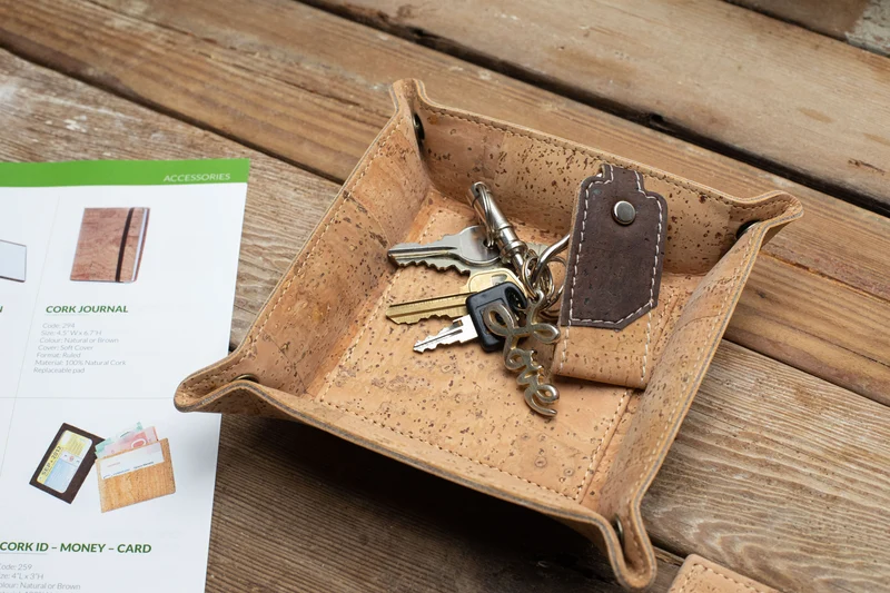 Cork Valet Tray | Key Tray & Desk Key Holder | Personalized Catchall Tray