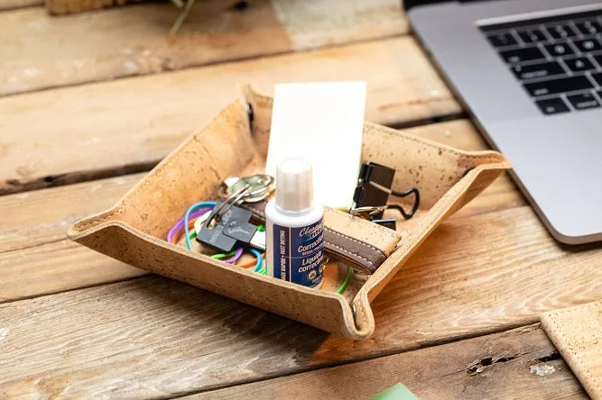 Cork Valet Tray | Key Tray & Desk Key Holder | Personalized Catchall Tray