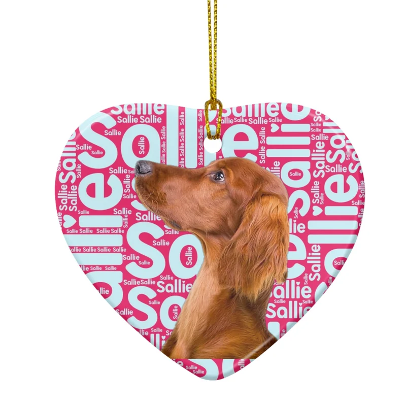 Custom Word Cloud Portrait Heart Ceramic Ornament | Shopify Product Personalizer