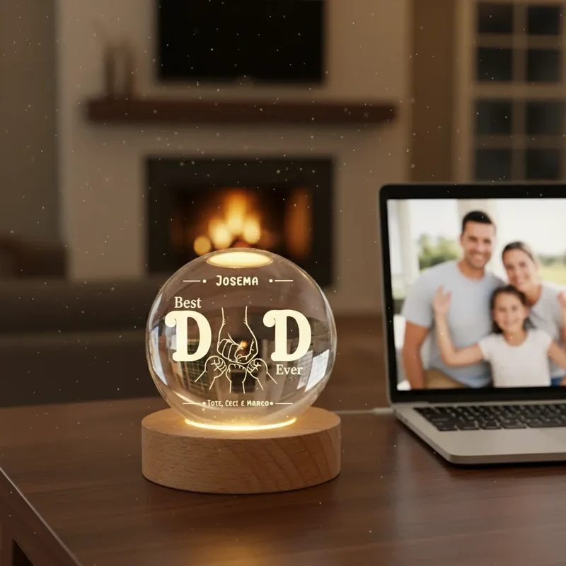 Custom Crystal Globe Lamp Best Dad Ever | Shopify Product Personalizer