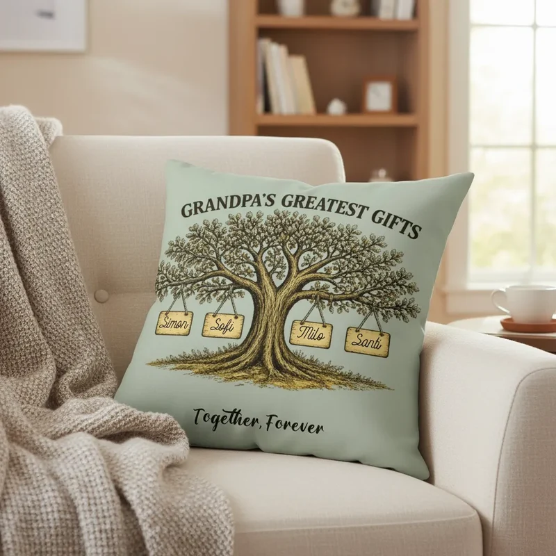Custom Square Pillow - Grandpa's Greatest Gifts | Shopify Product Personalizer
