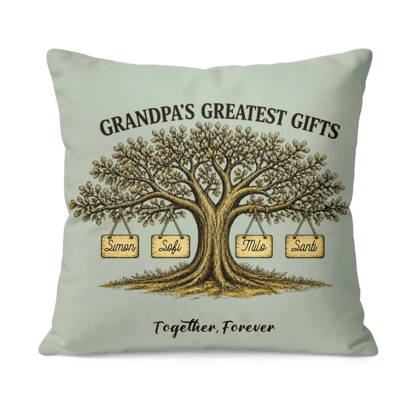 Custom Square Pillow - Grandpa's Greatest Gifts | Shopify Product Personalizer