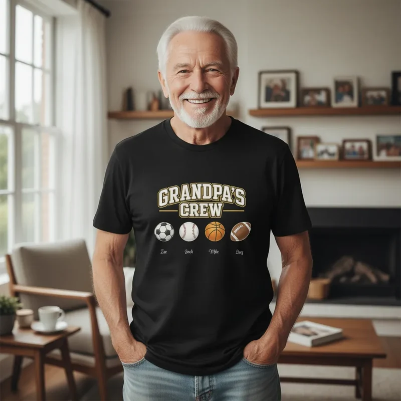Custom DTG Cotton T-Shirt - Grandpa's Crew | Shopify Product Personalizer