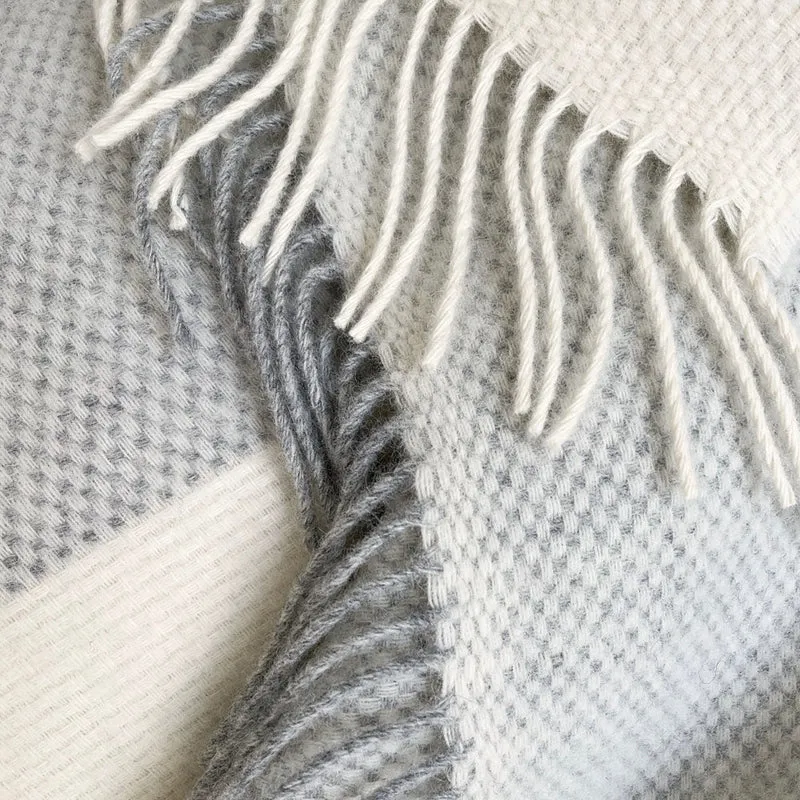 Plaid laine gris et blanc
