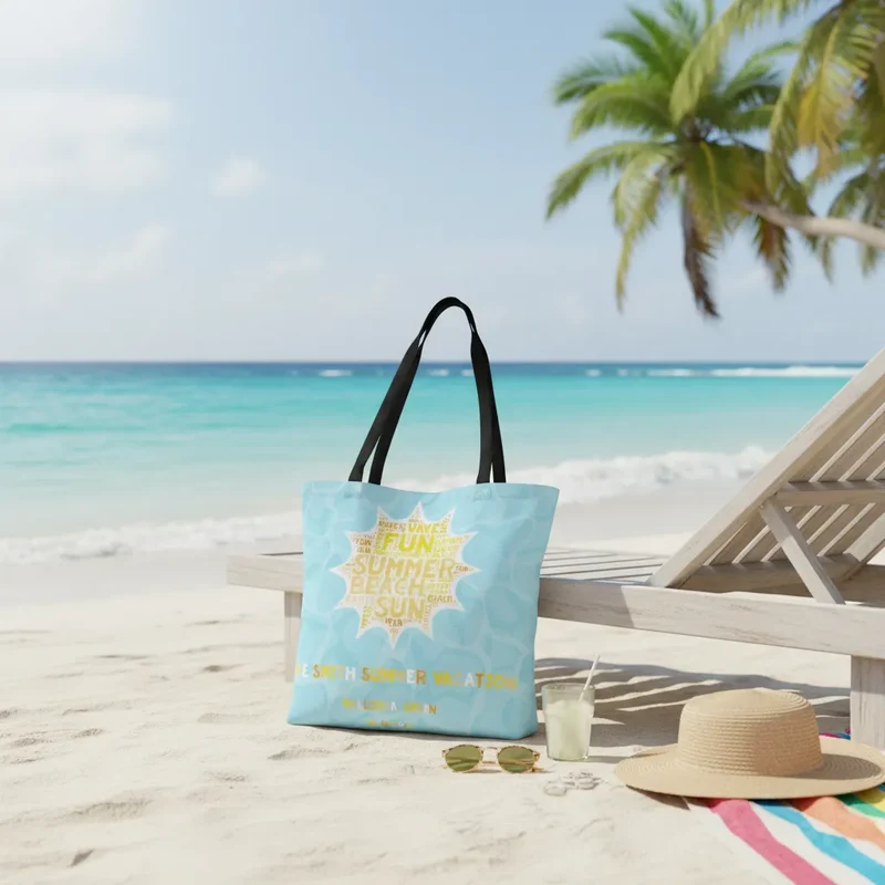 Custom Summer Tote Bag - Word Cloud | Shopify Product Personalizer