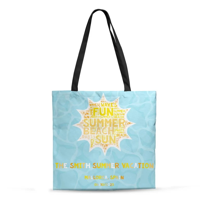 Custom Summer Tote Bag - Word Cloud | Shopify Product Personalizer