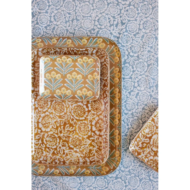 Nappe à fleurs bleu gris