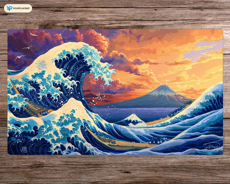 Fujiyama Sunset Wave Fantasy Yu-Gi-Oh! Playmat - 24"x14" TCG OCG Board Game Mat Gift - Premium Desk Mat for Card Game Players and Gaming