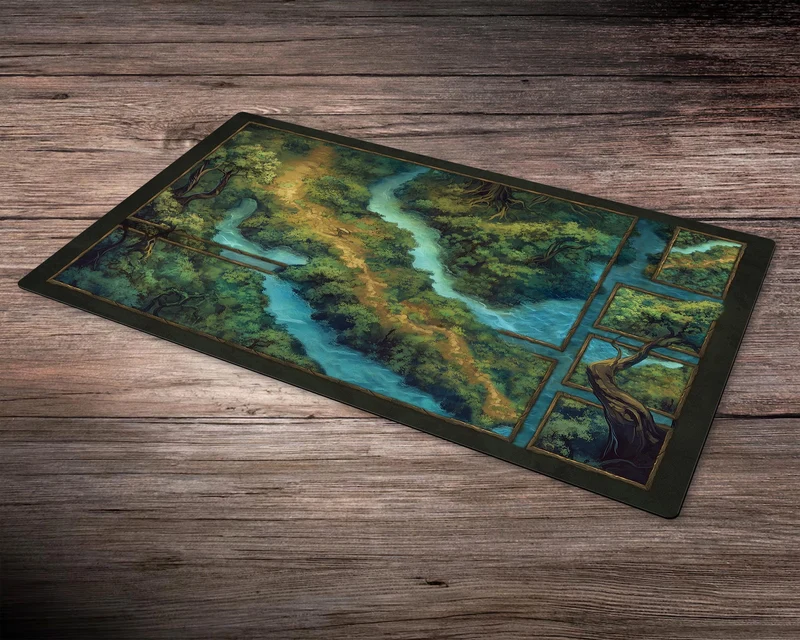 Zoned Forest - 24"x14" - Zoned Playmat MTG - Board Game Mat for TCG - Premium Desk Mat for Card Game Players and Gaming