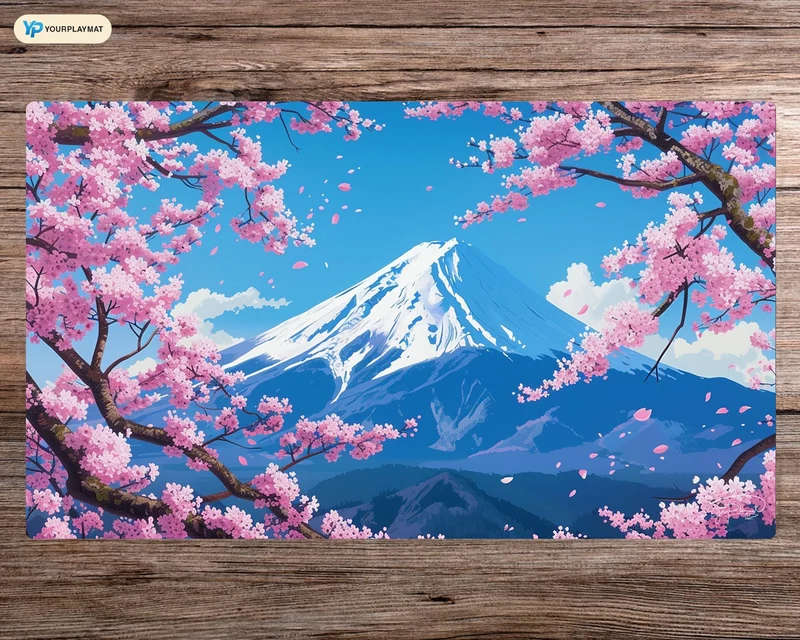 Sakura Cherry Blossom Fantasy Yu-Gi-Oh! Playmat - 24"x14" TCG OCG Board Game Mat Gift - Premium Desk Mat for Card Game Players and Gaming