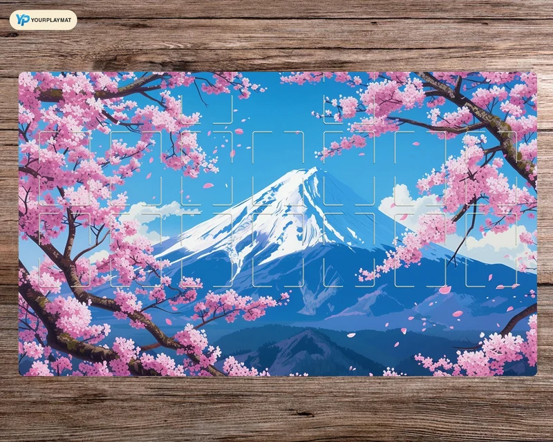 Sakura Cherry Blossom Fantasy Yu-Gi-Oh! Playmat - 24"x14" TCG OCG Board Game Mat Gift - Premium Desk Mat for Card Game Players and Gaming