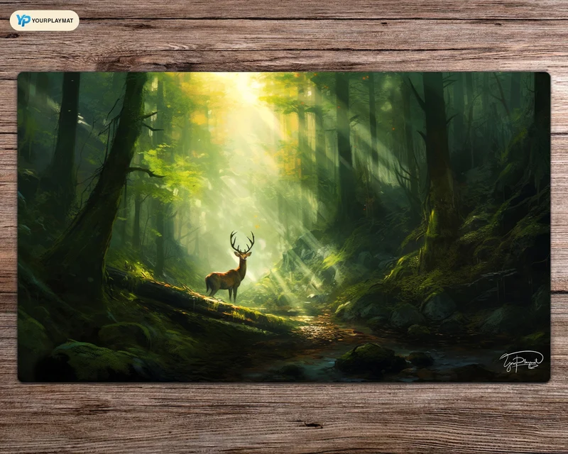 The Sentinel's Forest Domain - MTG Spielmatte - 24 x 14 inches - MTG Geschenke - MTG Zubehör - Magie Tischmatte - Stitched Playmat