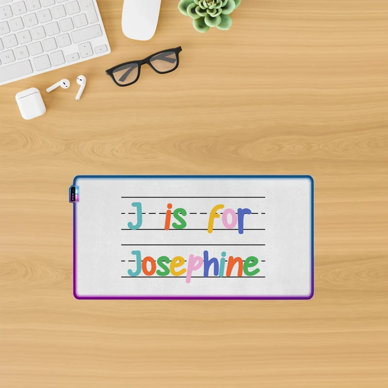 Custom LED Mouse Pad - Alternating Colors Text Style | Shopify Product Personalizer