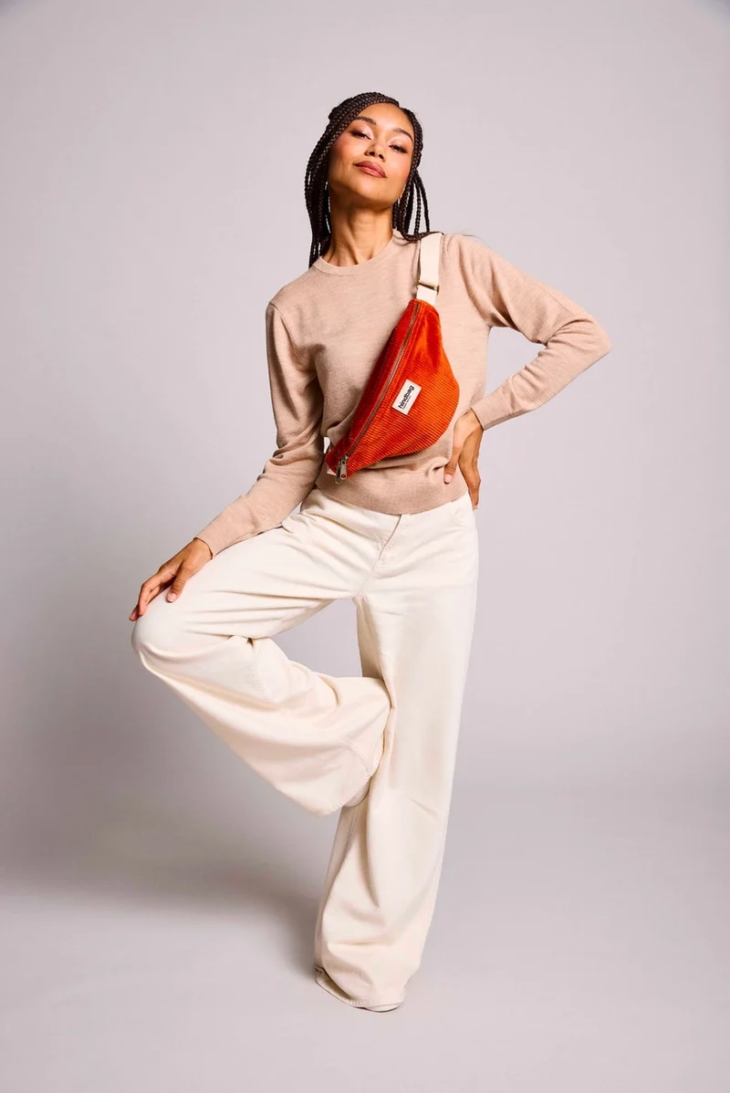 Sac banane velours brique