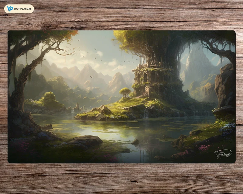 Majestic Forest Trees of Tranquil Waters - MTG Spielmatte - 24 x 14 inches - MTG Geschenke - MTG Zubehör - Magie Tischmatte
