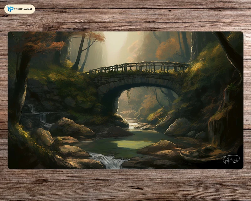 Enchanted Bridge of the Verdant Forest - MTG Spielmatte - 24 x 14 inches - MTG Geschenke - MTG Zubehör - Magie Tischmatte