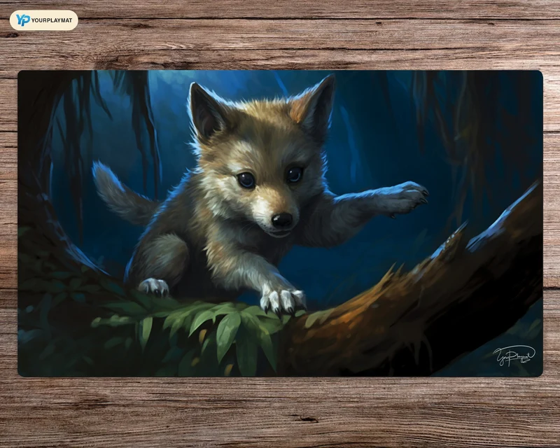 Wolf Pup Vigilance - MTG Spielmatte - 24 x 14 inches - MTG Geschenke - MTG Zubehör - Magie Tischmatte
