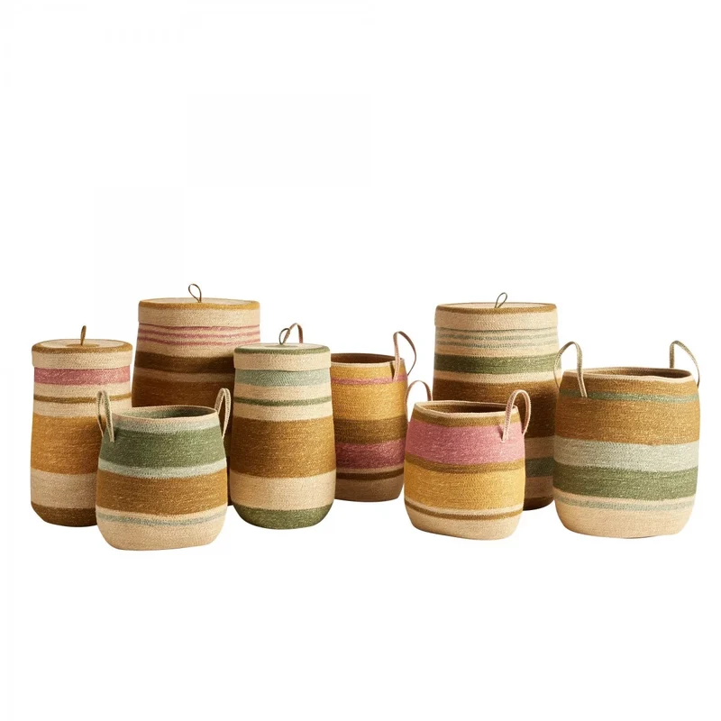 Panier anse tissé mais rose S
