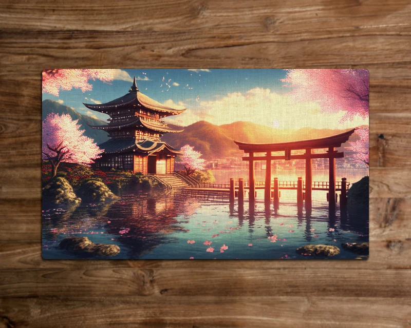 Dreams of the Cherry Blossom - MTG Playmat - 24 x 14 inches - MTG Gifts - Magic The Gathering Gifts - Stitched Playmat