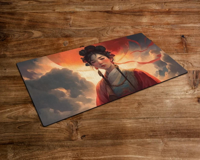 Maiden of the Scarlet Moon - MTG Playmat - 24 x 14 inches - MTG Gifts - Magic The Gathering Gifts - Stitched Playmat