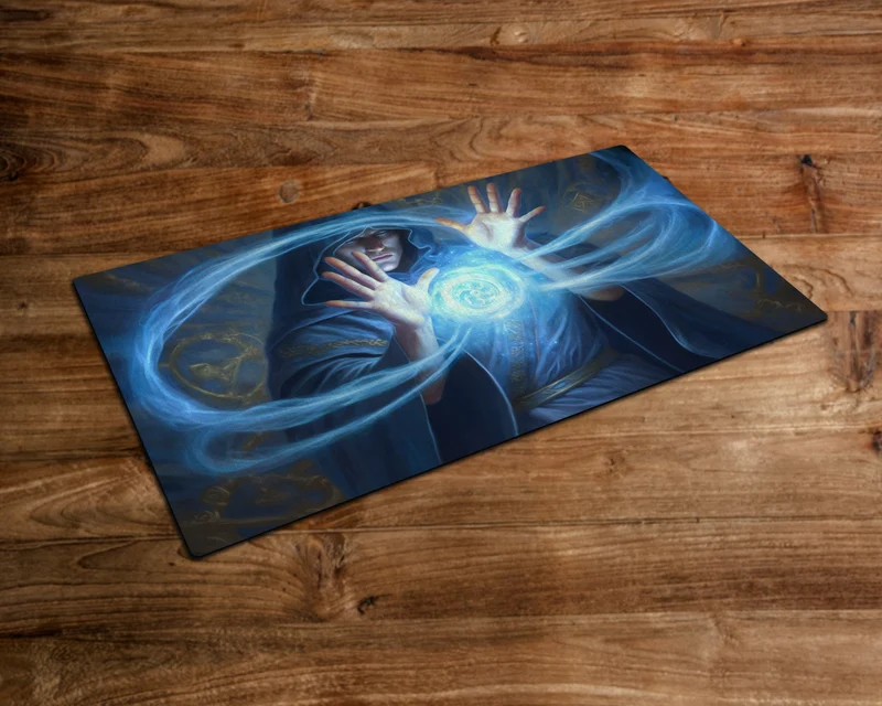 The Blue Mage of Illusion - MTG Playmat - 24 x 14 inches - MTG Gifts - Magic The Gathering Gifts - Stitched Playmat