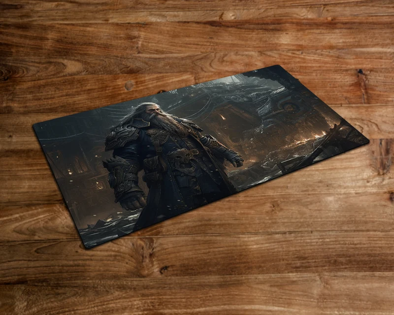 The Elder Warrior of Steam - MTG Playmat - 24 x 14 inches - MTG Gifts - Magic The Gathering Gifts - Stitched Playmat