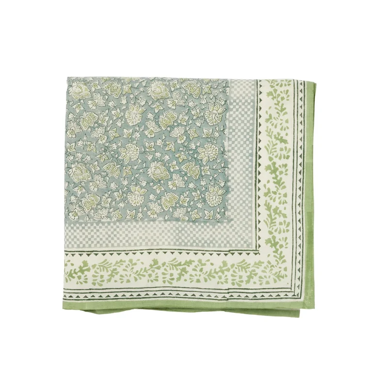 Nappe à fleurs bleu gris